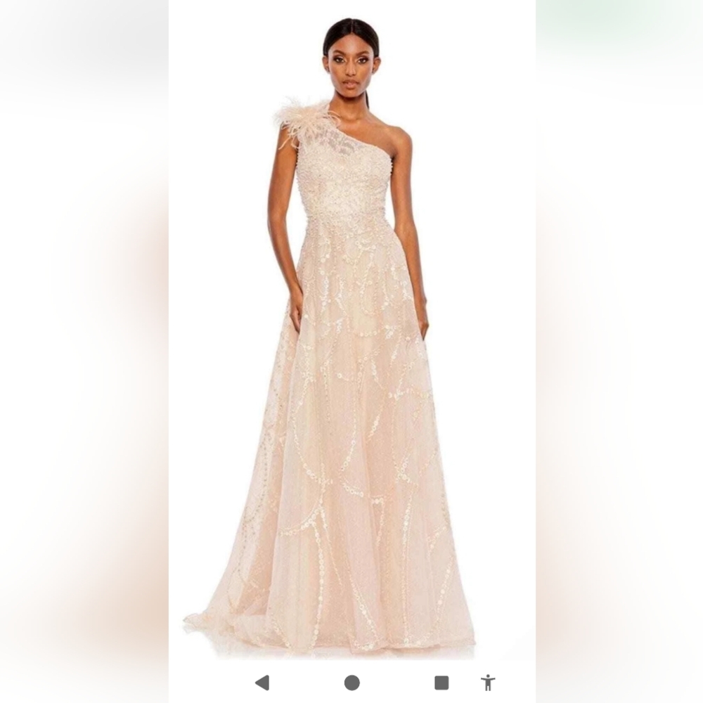 Mac Duggal Long, One-Shoulder Embellished Gown Size 20, NWT